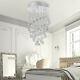 Crystal Lamp Chandelier Ceiling Flush Mount Spiral Fixture Silver Living Room