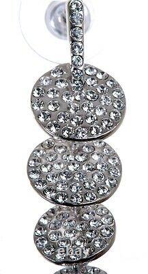 Crystals From Swarovski Disks Drop Pierced Earrings Rhodium Authentic 7149s