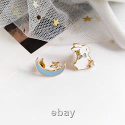 Cute Silver Color Crystal Rabbit Ear Earrings Drop Dangle Women New Year Gift