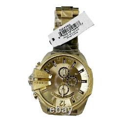 DIESEL DZ4360 Mega Chief All Gold Tone Chronograph Men's Wrist Watch Brand New