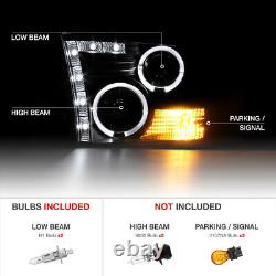 DUAL HALO RINGLED Strip Projector Headlight Lamp For 09-18 Dodge RAM 2500 3500
