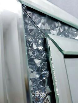 Diamond Crush Crystal Sparkly Silver Wall Mirror 60X80cm Bevelled Rectangular