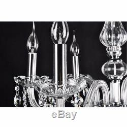 E12 Crystal Chandelier Ceiling Lamp Pendent Light Glass Beads 6 Candle Lights US