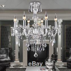E12 Elegant Crystal Candle Decoration Chandelier Pendant Ceiling Light 6 Lamp