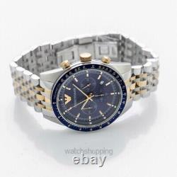 EMPORIO ARMANI Chronograph AR6088 Blue Dial Men's Watch Genuine FreeS&H