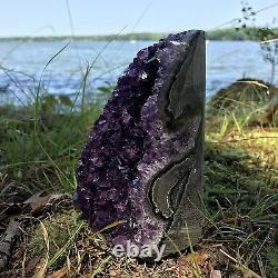 EXTRA LARGE POLISHED Amethyst Druze Crystal Cluster With Cut Base 2 Pounds ea