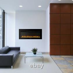 Electric Fireplace Wall Mounted Free Standing with Artificial Log Crystal Stone