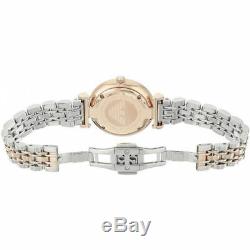 Emporio Armani AR1926 Silver Two Tone White Crystal Pave Dial Ladies Wrist Watch