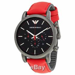 Emporio Armani AR1971 Luigi Chronograph Black Dial Red Leather Men's Wrist Watch