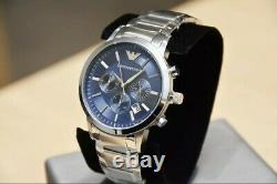 Emporio Armani Mens Ar2448 Watch Blue Dial Stainless Steel £319 Rrp New