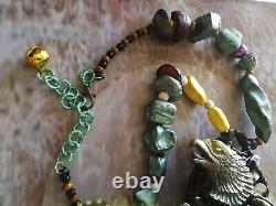 Ethnic jewelry necklace chippewa tribe style natives america eagle feather