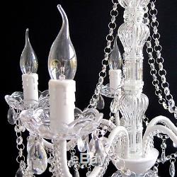 FRENCH PROVINCIAL VINTAGE CHANDELIER 5 LIGHT WHITE with GLASS CRYSTALS NEW LAMP