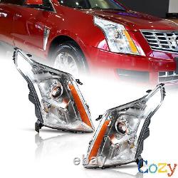 Fit For 2010-2016 Cadillac SRX Halogen Projector Headlights Chrome With Bulbs Pair