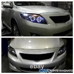 Fits 2009-2010 Toyota Corolla LED Halo Black Projector Headlights Head Lamps DRL