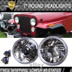 Fits 97-05 Wrangler 7 Inch Round Projector Conversion Headlights Crystal Lamps