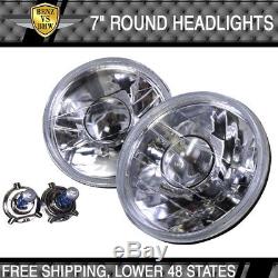 Fits 97-05 Wrangler 7 Inch Round Projector Conversion Headlights Crystal Lamps