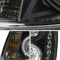 For 03-04 Infiniti G35 4DR Sedan Black Projector Halo LED Headlight Left Right