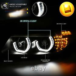 For 05-08 BMW E90 3-Series LED 3D Crystal U-Halo Projector Headlight/Lamp Black