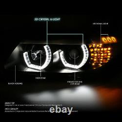 For 06-08 Bmw E90 3-series Black 3d Crystal Halo Projector Headlight+led Corner