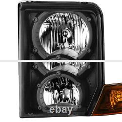 For 06-10 Jeep Commander SUV Black Amber Front LEFT RIGHT Headlights Assembly