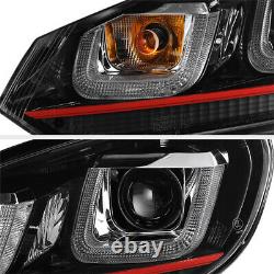 For 10-14 Volkswagen MK6 GTI GOLF Sportwagon OLED Neon Tube Red Headlights Pair