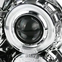 For 1994-1998 Ford Mustang Crystal Clear Lens LED Halo Projector Headlights Pair