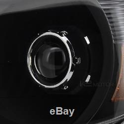 For 2005-2011 Toyota Tacoma JDM Crystal Black Amber Projector Headlights Pair