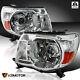 For 2005-2011 Toyota Tacoma JDM Crystal Chrome Amber Projector Headlights Pair