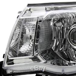 For 2005-2011 Toyota Tacoma JDM Crystal Chrome Amber Projector Headlights Pair