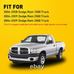 For 2006-2008 Dodge Ram 1500 2500 3500 Headlight Crystal Head Lamp Left+Right US