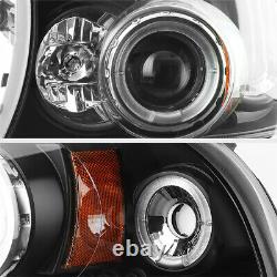 For Dodge 97-04 Dakota 98-03 Durango Black Halo LED DRL Projector Headlight Lamp