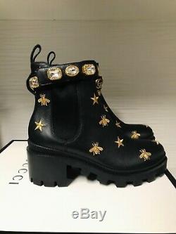 GUCCI BOOTS! WITH CRYSTAL ANKLE STRAP, EMBROIDERED, SIZE 36, BRAND NEW, With BOX