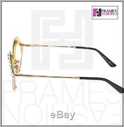 GUCCI LIPS CRYSTAL Sunglasses 4287 Cat Eye Gold Metal Frame RX Glasses 0046