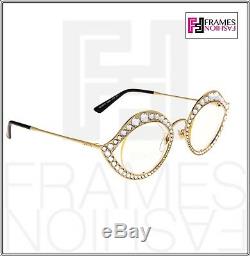 GUCCI LIPS CRYSTAL Sunglasses 4287 Cat Eye Gold Metal Frame RX Glasses 0046