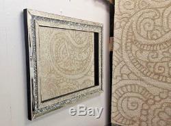 Gatsby Crushed Diamond Crystal Glass Silver Frame Bevelled Wall Mirror 60x80cm