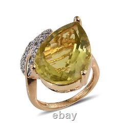 Gift Jewelry Lemon Quartz Cubic Zirconia Ring 925 Sterling Silver Size 8 Ct 36.9