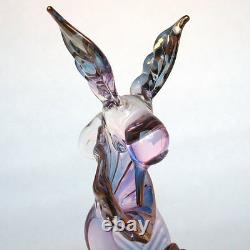 Glass Hummingbird Figurine Sculpture Hand Blown Crystal 24k Gold