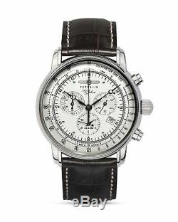 Graf Zeppelin Chronograph & Alarm Stainless Steel & Brown Leather Watch 7680-1