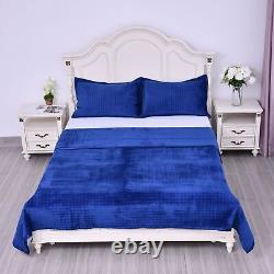 HOMESMART Blue Color Ultra Soft Crystal Velvet 3pcs Comforter Set-Queen