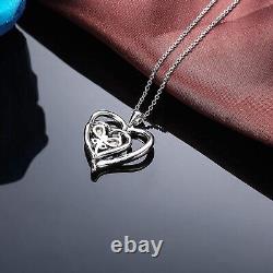 Heart Necklace Butterfly Pendant Silver Jewelry Women Chain Clavicle Crystals