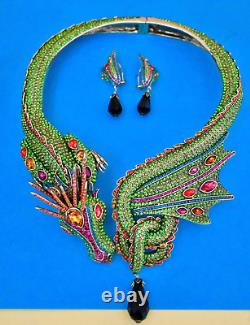 Heidi Daus Mythical Masterpiece With 3000 Crystals Dragon Necklace & Earring Set