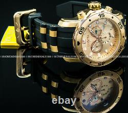 Invicta Men PRO DIVER SCUBA Chronograph 18Kt Rose Gold Dial Black Strap Watch