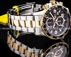 Invicta Men SPECIALTY CHRONOGRAPH Black Dial 18Kt Gold Silver TACHYMETER Watch