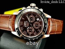 Invicta Men's 43mm SPEEDWAY Chronograph BROWN Dial Rose Tone 200m SS Watch-RARE