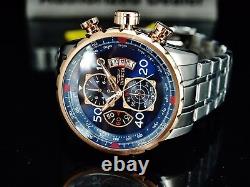 Invicta Men's 48mm Aviator Chronograph Blue Dial 18K Rose Gold Plated SS Watch