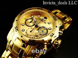 Invicta Men's 48mm PRO DIVER Scuba Chronograph Gold Dial 18K Gold Plated Watch