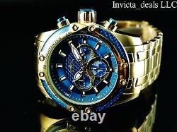 Invicta Men's 50mm SPEEDWAY SCUBA Chronograph Sapphire Blue Gold Tone SS Watch