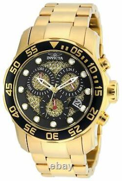 Invicta Men's Pro Diver 19837 Quartz Chronograph 18K Gold Ion-Plated SS Watch