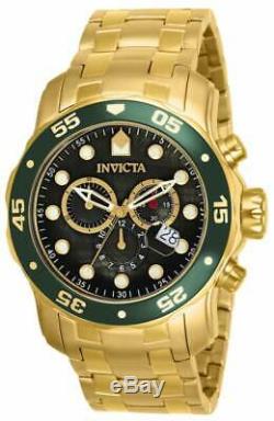 Invicta Men's Pro Diver Quartz Chronograph Gold Tone Watch Black MOP Dial 80074