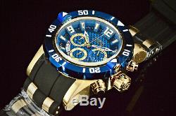 Invicta Men's Pro Diver Scuba 3.0 Blue Chronograph Dial 18K Gold Plated SS Watch